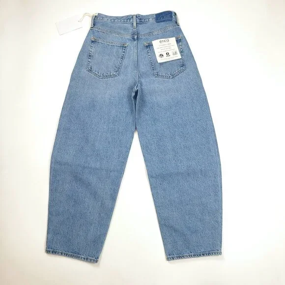 Etica Denim Cassel Ultra High Barrel Jeans Women Size 26 Atwood Wash 100% Cotton - Picture 5 of 16